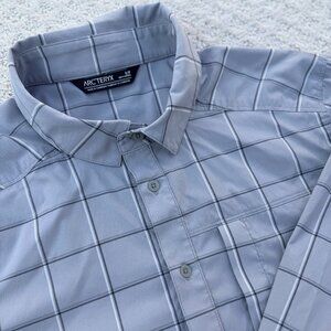 Arc'teryx Riel Shirt LS Gray Plaid Button Down Men's Small